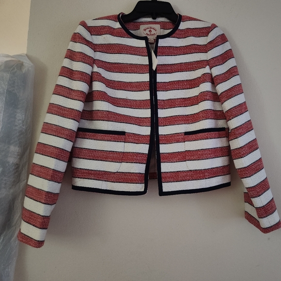 Brooks Brother Set Red Fleece Collection Striped jacket 2 + Skirt 4 White/red - Picture 3 of 7